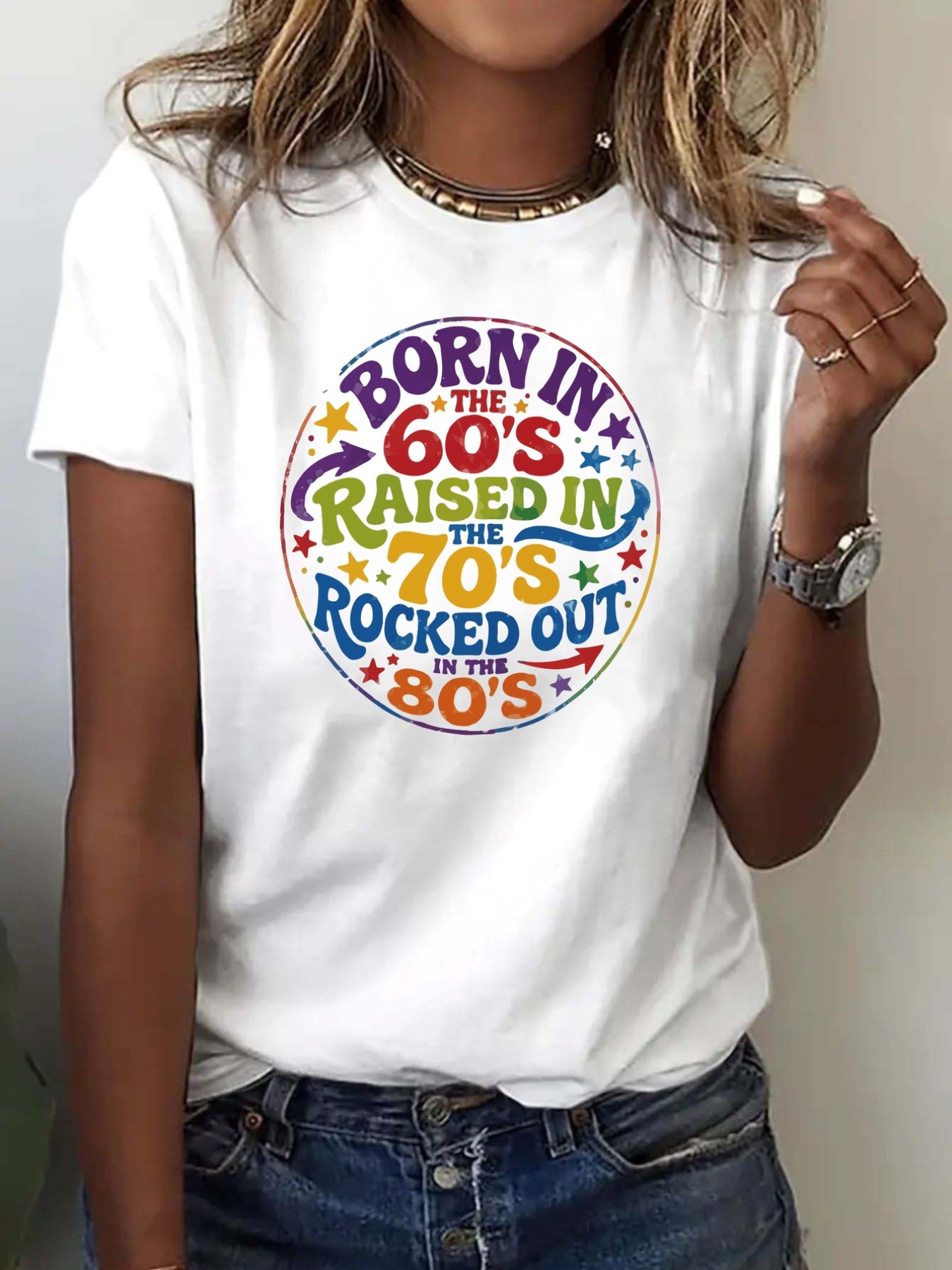 Women'S Fashion In The 1960S - Women's fashion crew-neck short-sleeve T-shirt featuring