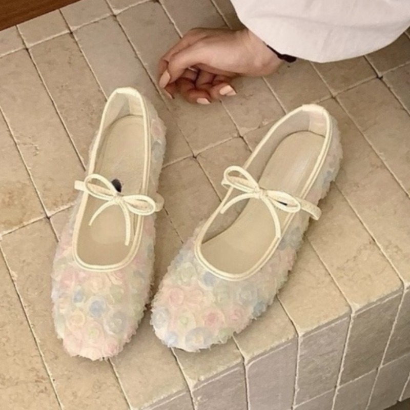 Women'S Fashion Shoes - Gentle New Chinese Rose Mesh Mary