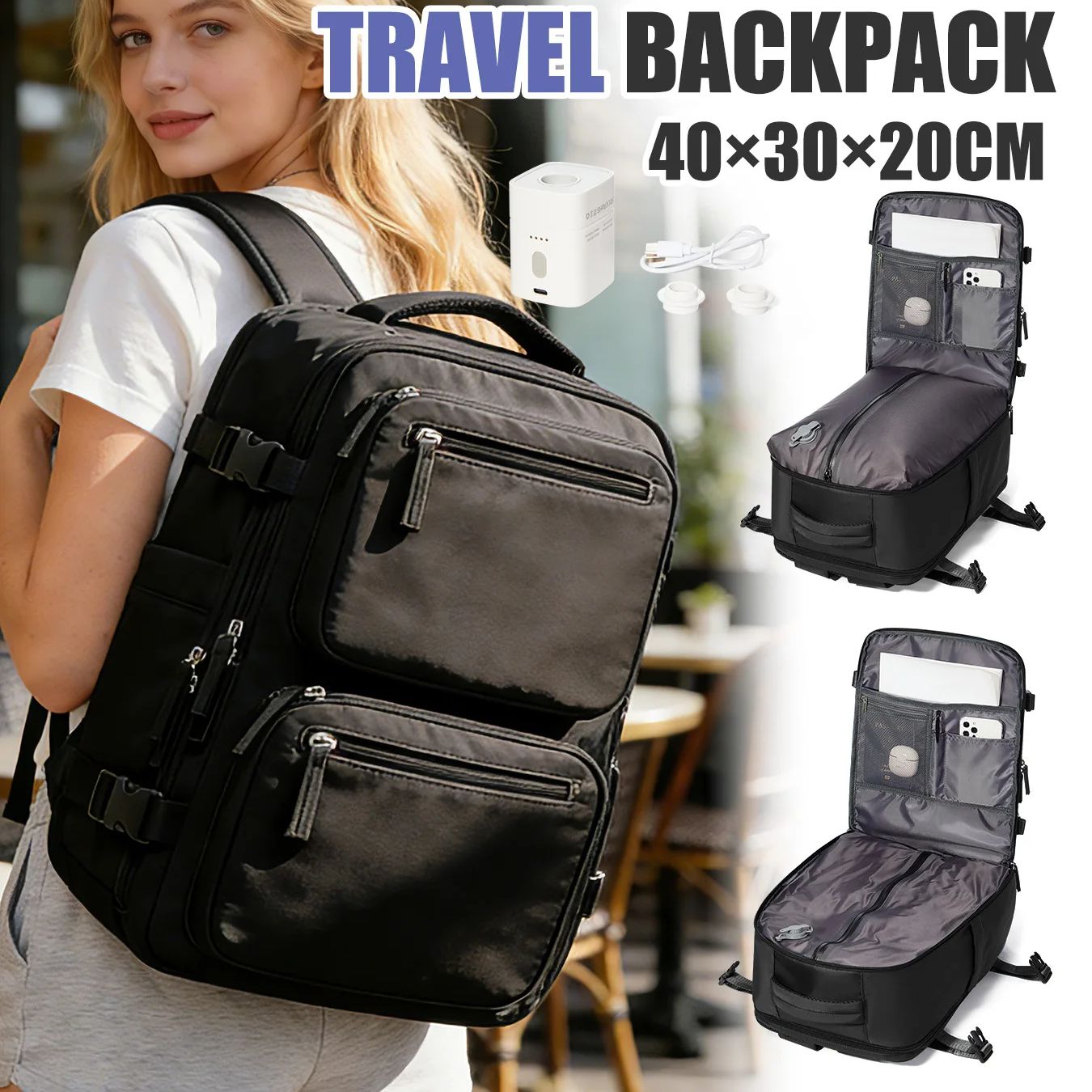 Trend Women Fashion - Women Backpack Vacuum Backpack with Pump
