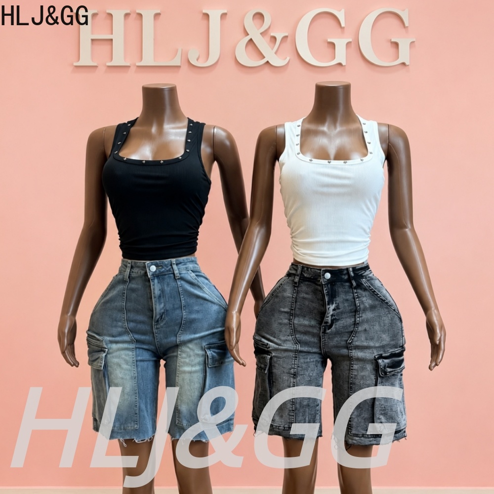 HLJ&GG Fashion Denim Pocket St - Women Fashion Jeans Top review and price