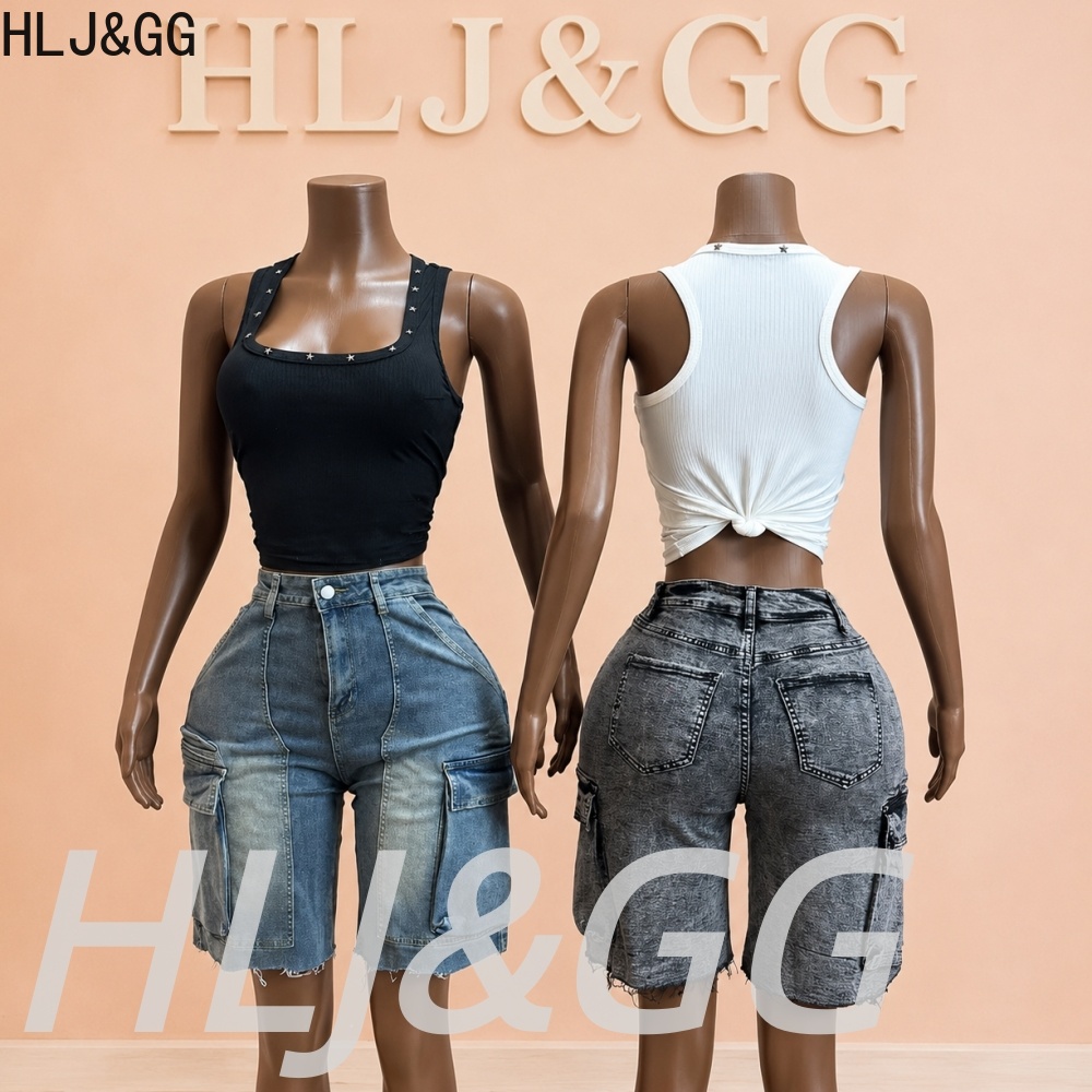 HLJ&GG Fashion Denim Pocket St - Women Fashion Jeans Top review and price