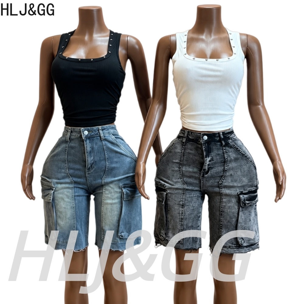 HLJ&GG Fashion Denim Pocket St - Women Fashion Jeans Top review and price