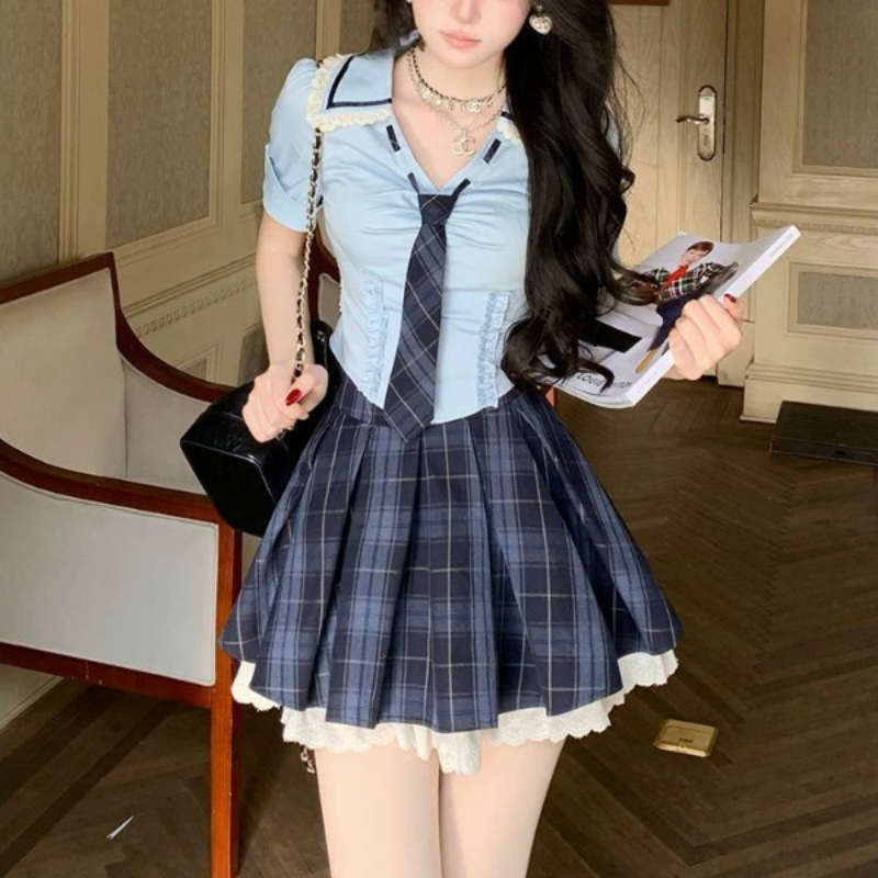 Preppy Style Dark Slim 2 Piece - Women'S Y2K Fashion Aesthetic review and price