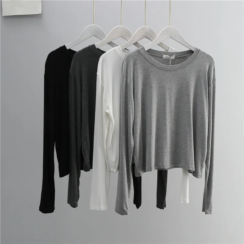 O Neck Cotton Blend Long Sleev - Women'S Fashion Tops review and price
