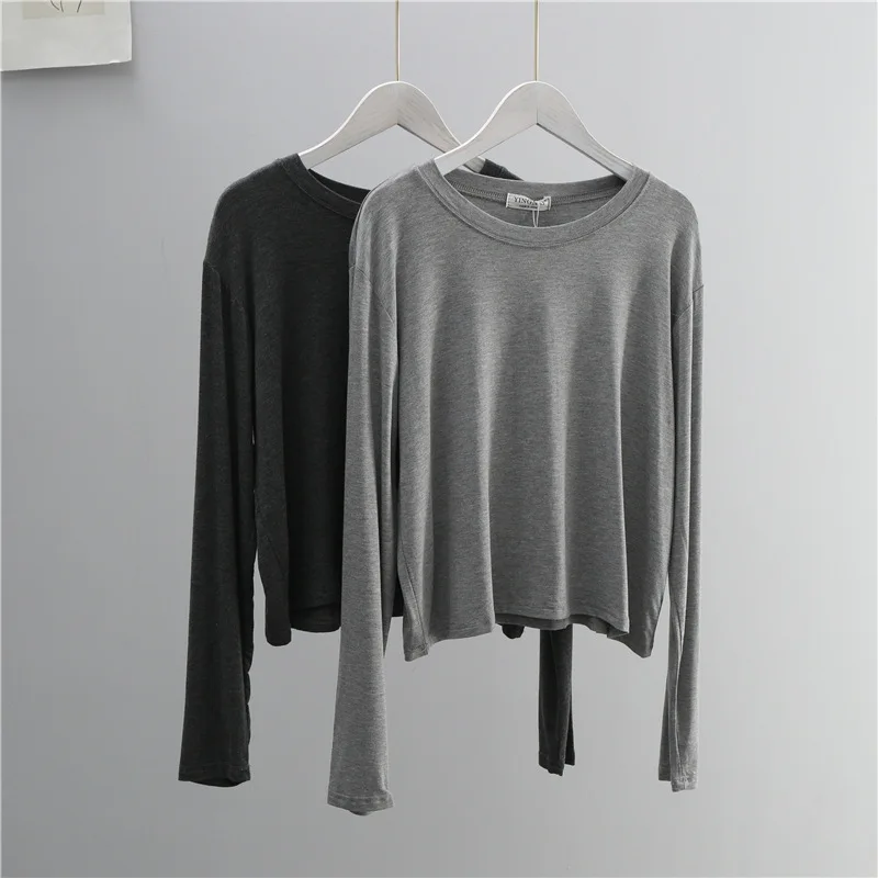 O Neck Cotton Blend Long Sleev - Women'S Fashion Tops review and price