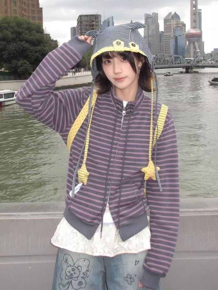 Vintage Grunge Striped Cardiga - Women'S Fashion In The 90S review and price