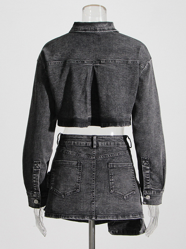  Smoke Grey Short Denim Jacket - Women'S Fashion Utility Jacket review and price