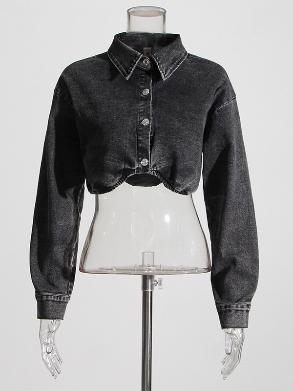  Smoke Grey Short Denim Jacket - Women'S Fashion Utility Jacket review and price