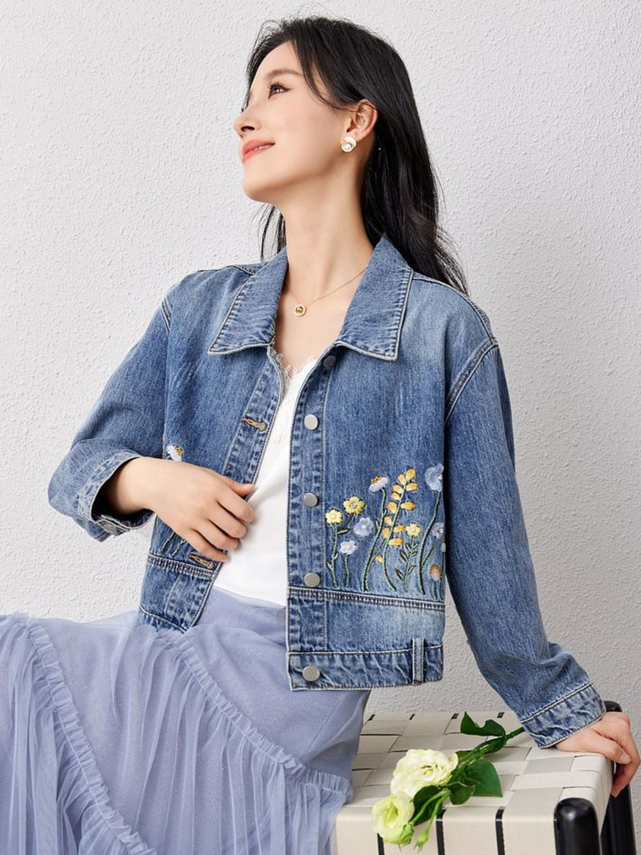 Floral Embroidered Denim Short - Women Fashion Jeans Top review and price