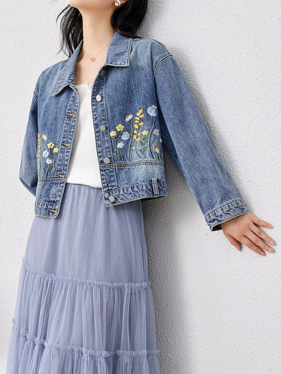 Floral Embroidered Denim Short - Women Fashion Jeans Top review and price