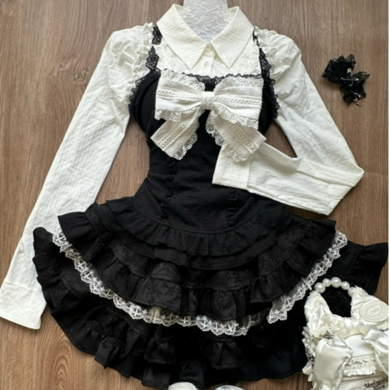 Y2k Aesthetic Lolita Style 3 P - Women'S Y2K Fashion Aesthetic review and price