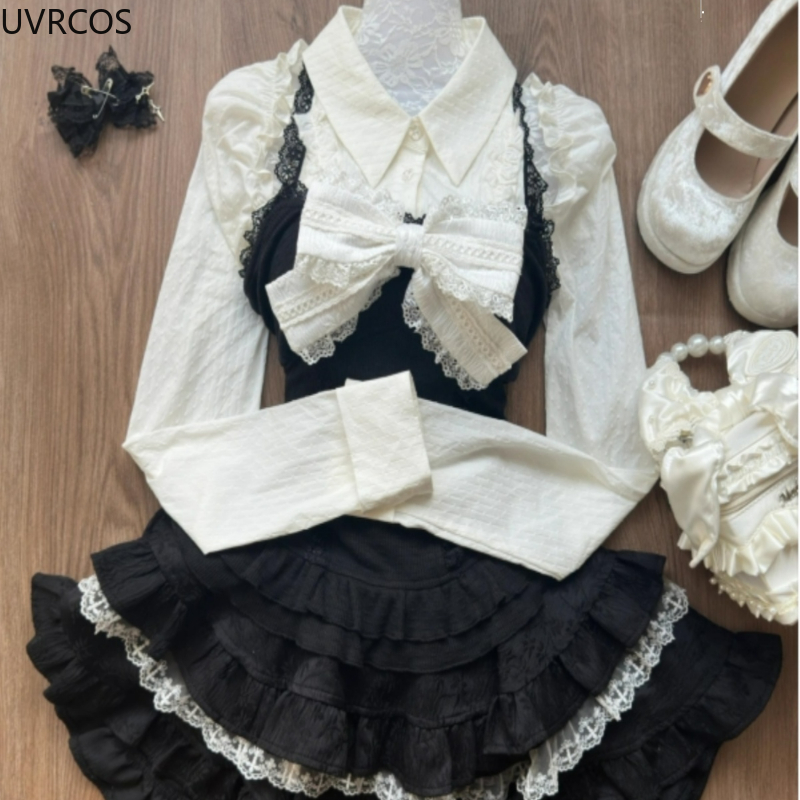 Y2k Aesthetic Lolita Style 3 P - Women'S Y2K Fashion Aesthetic review and price