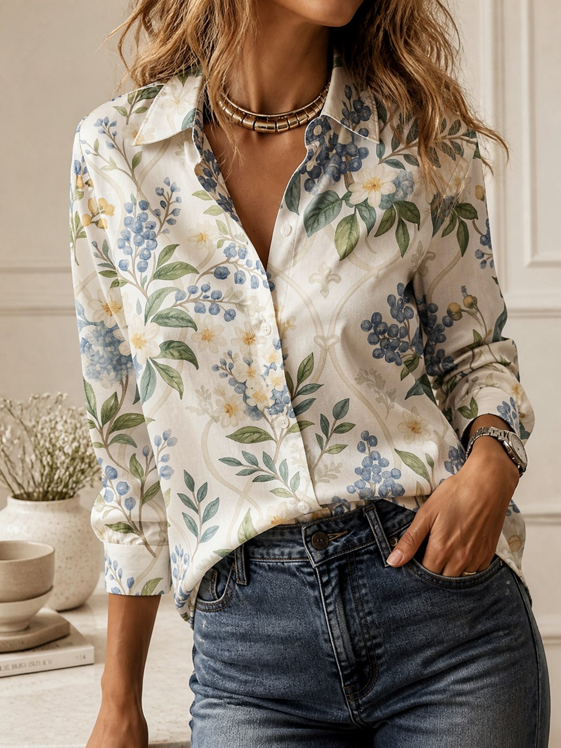 Casual All-match Collared Blou - Women'S Fashion Tops review and price