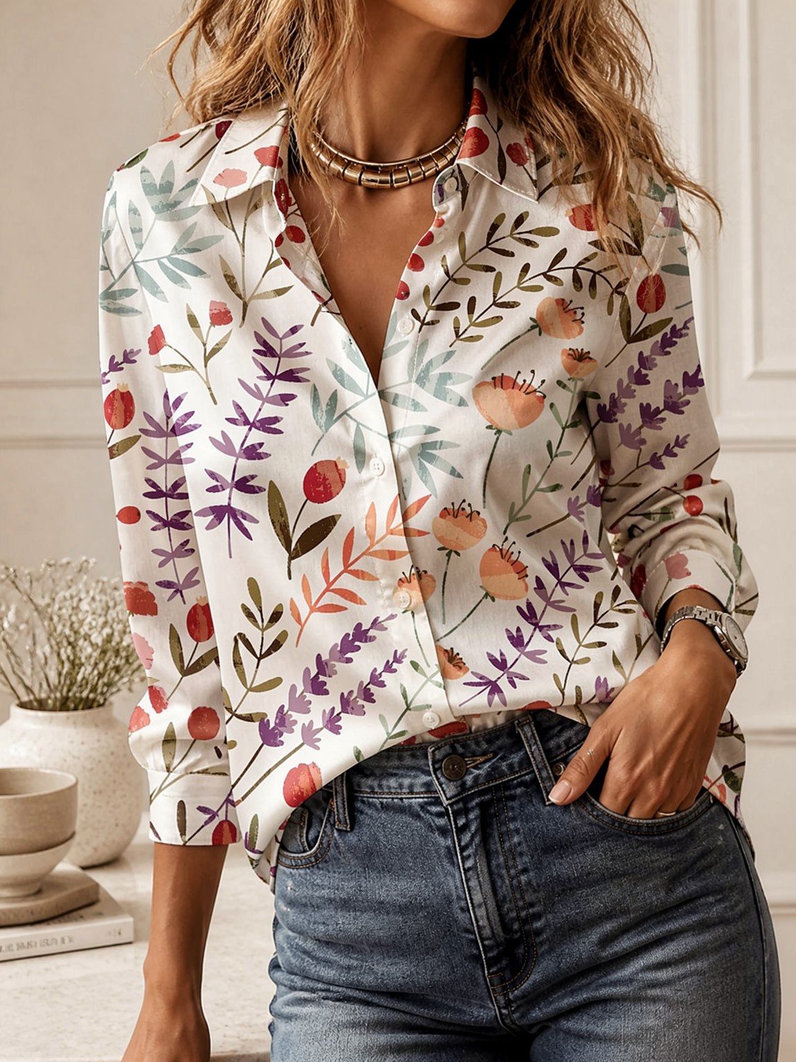 Casual All-match Collared Blou - Women'S Fashion Tops review and price