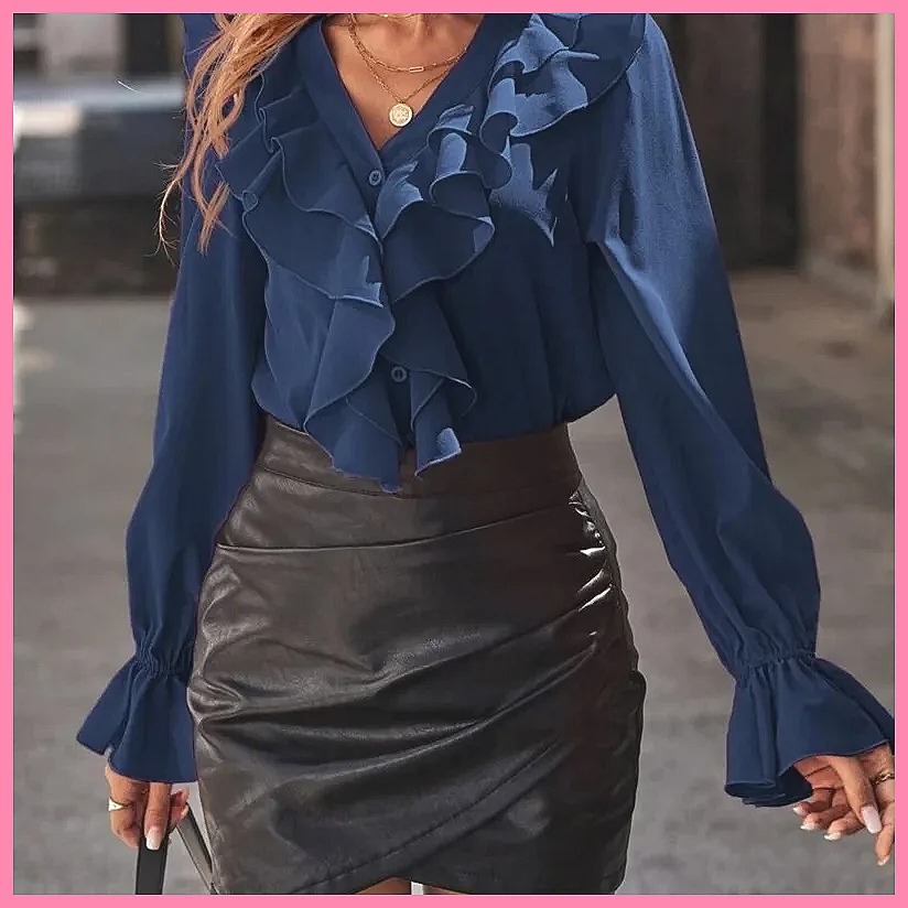 2025 Fashion V-Neck Ruffle Fla - Women'S Fashion Tops review and price
