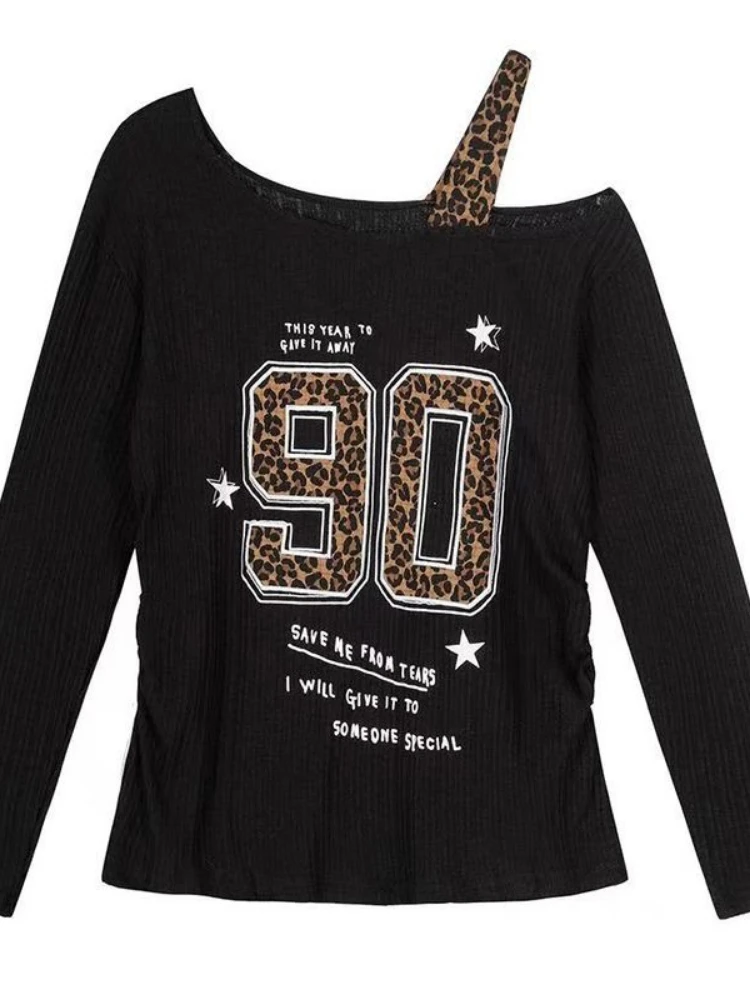 Y2K Patchwork Leopard Print T- - Women'S Fashion Tops review and price