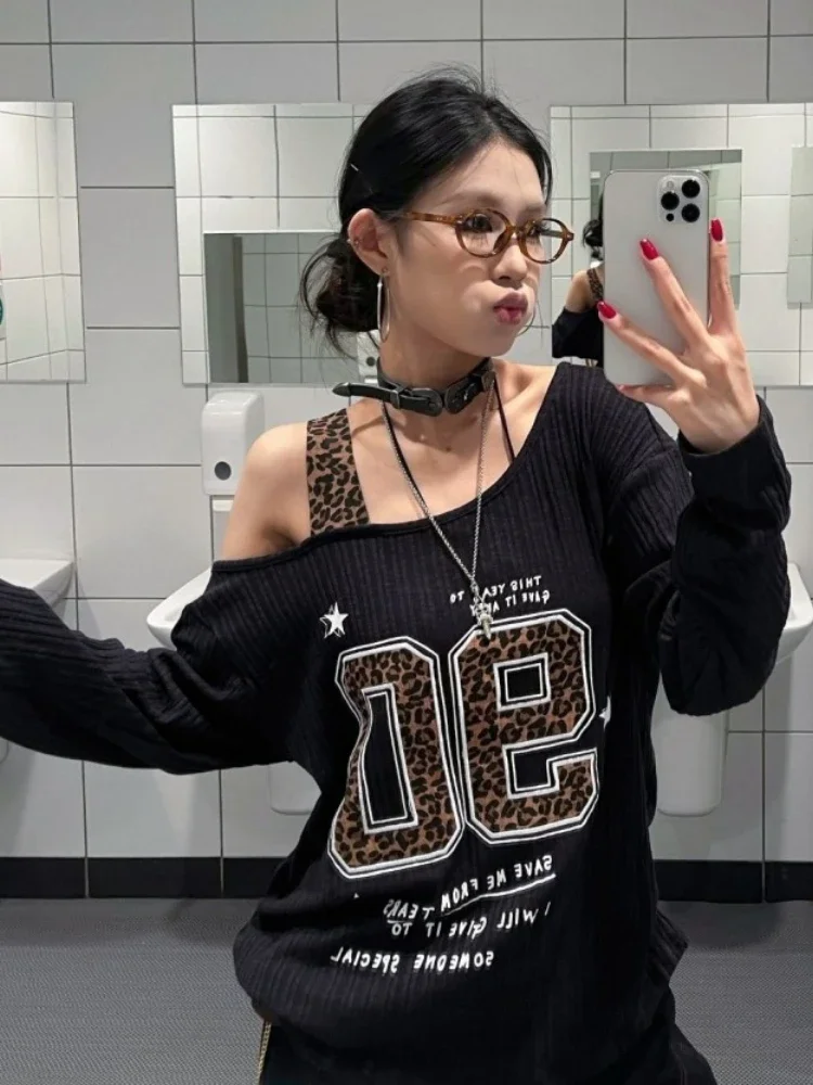 Y2K Patchwork Leopard Print T- - Women'S Fashion Tops review and price