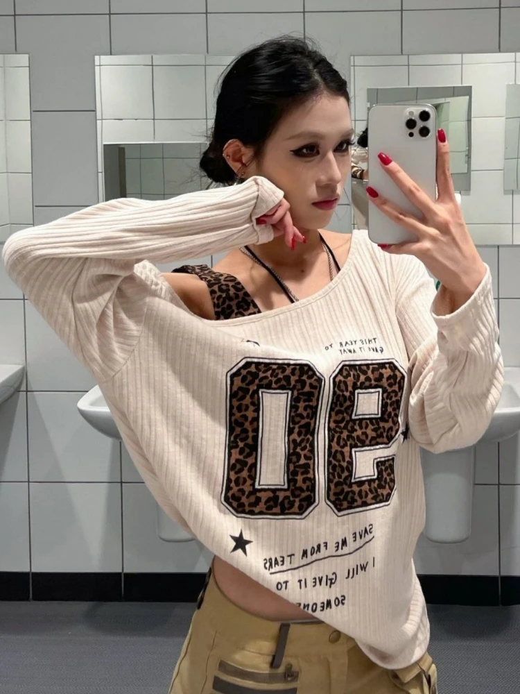 Y2K Patchwork Leopard Print T- - Women'S Fashion Tops review and price