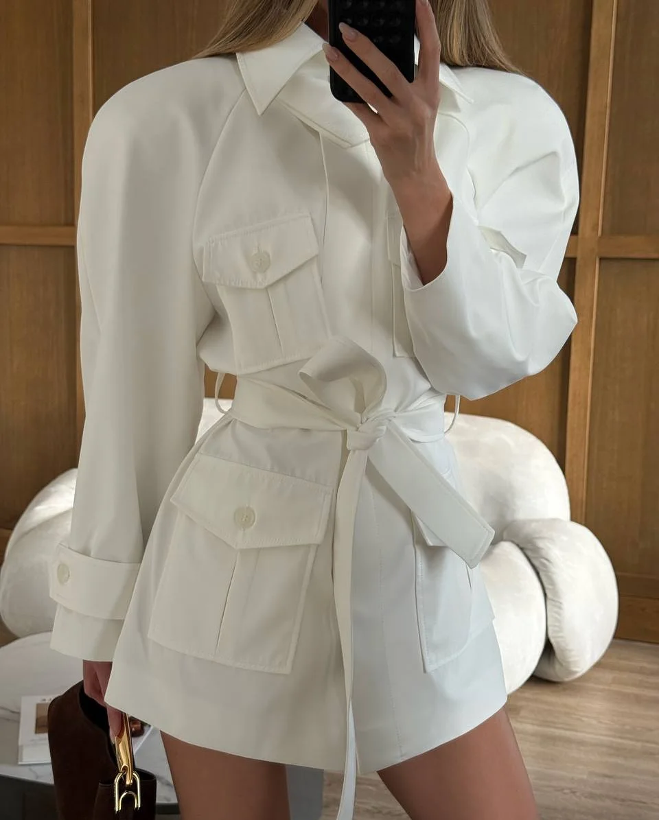 Lady White Cargo Shirt Jacket  - Women'S Fashion Utility Jacket review and price