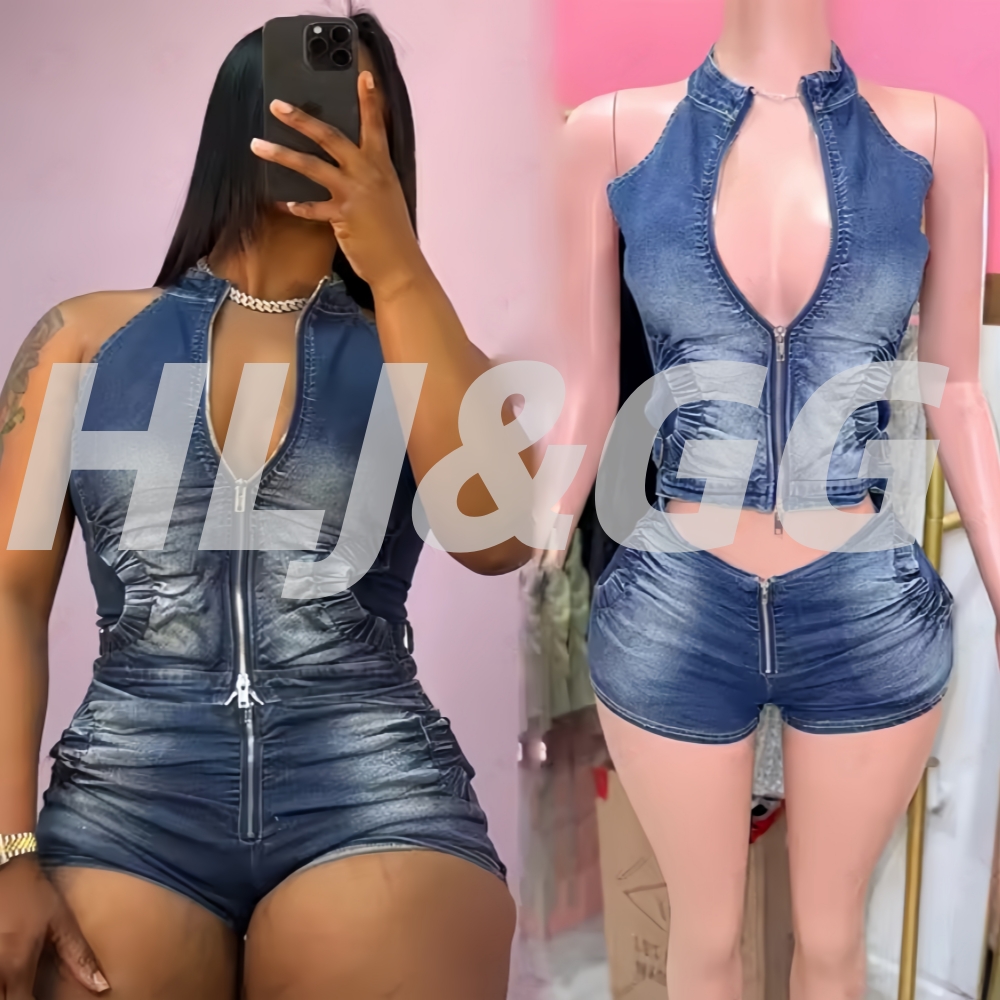HLJ&GG Blue Fashion Denim Halt - Women Fashion Jeans Top review and price
