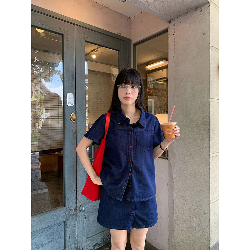 Benuynffy Retro Short Sleeved  - Women Fashion Jeans Top review and price