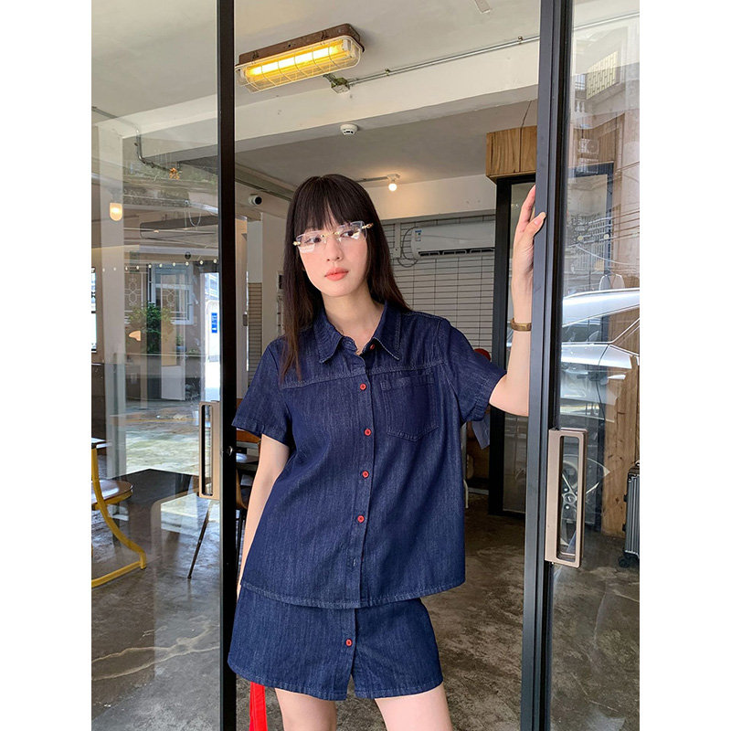 Benuynffy Retro Short Sleeved  - Women Fashion Jeans Top review and price