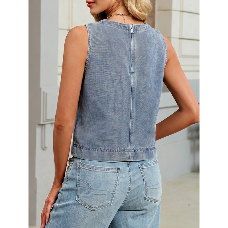 Benuynffy Casual Round Neck De - Women Fashion Jeans Top review and price
