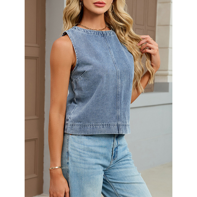 Benuynffy Casual Round Neck De - Women Fashion Jeans Top review and price