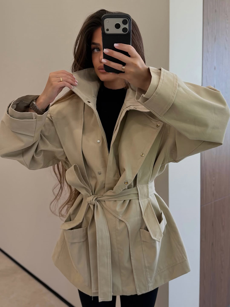 Women Short Trench Coat Belted - Women'S Fashion Utility Jacket review and price