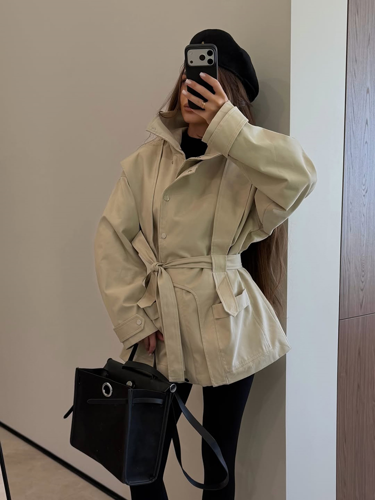 Women Short Trench Coat Belted - Women'S Fashion Utility Jacket review and price