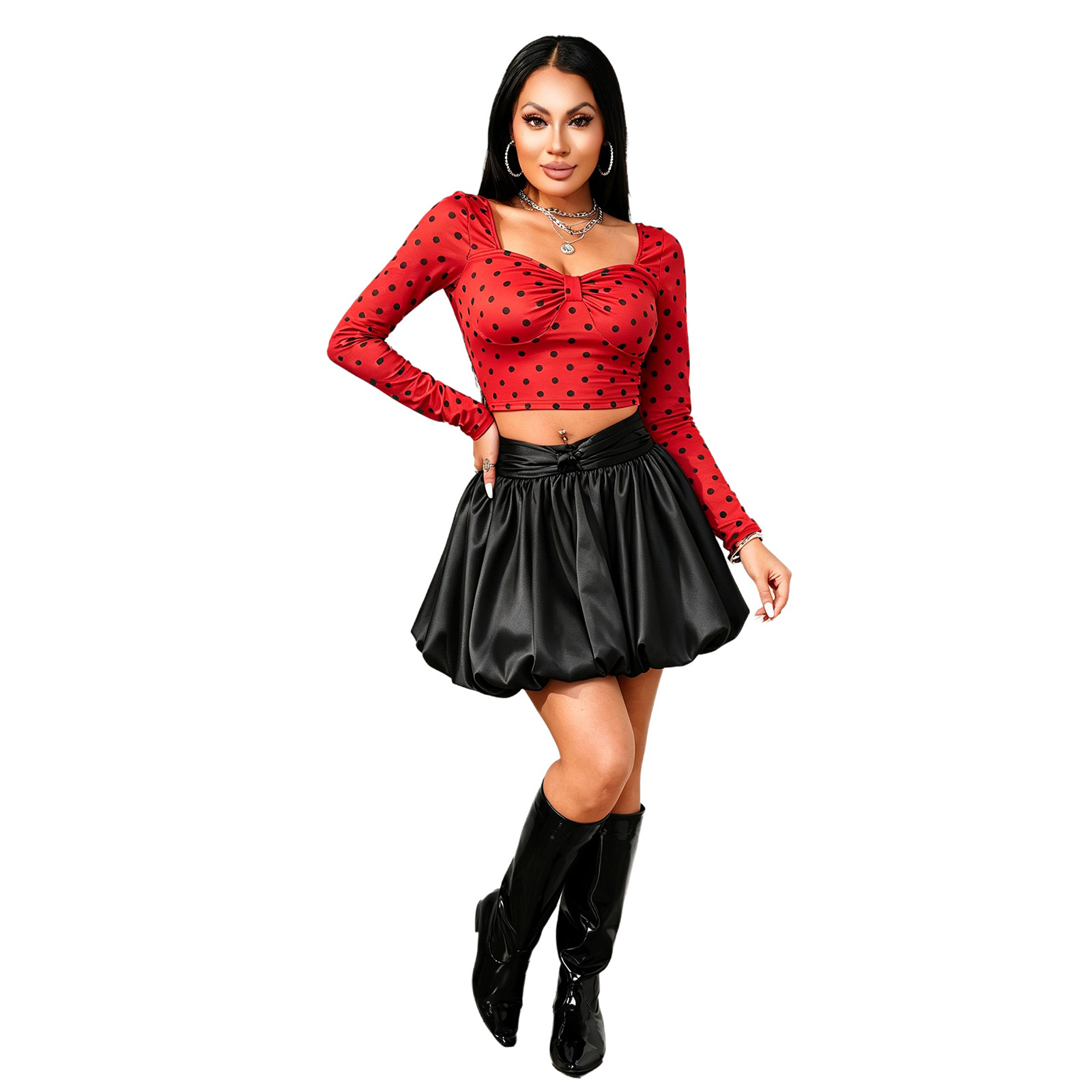 Womens Long Sleeve Polka Dot C - Women'S Fashion Tops review and price