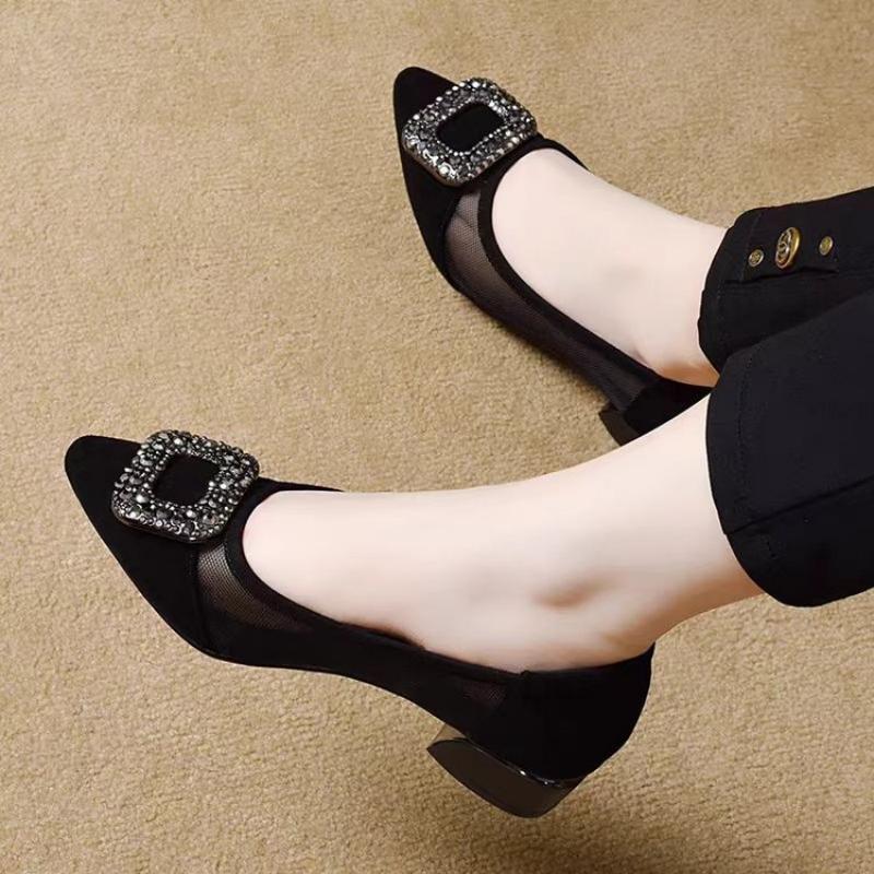 Elegant Pointed Toe Mesh Block - Women'S Fashion Shoes review and price