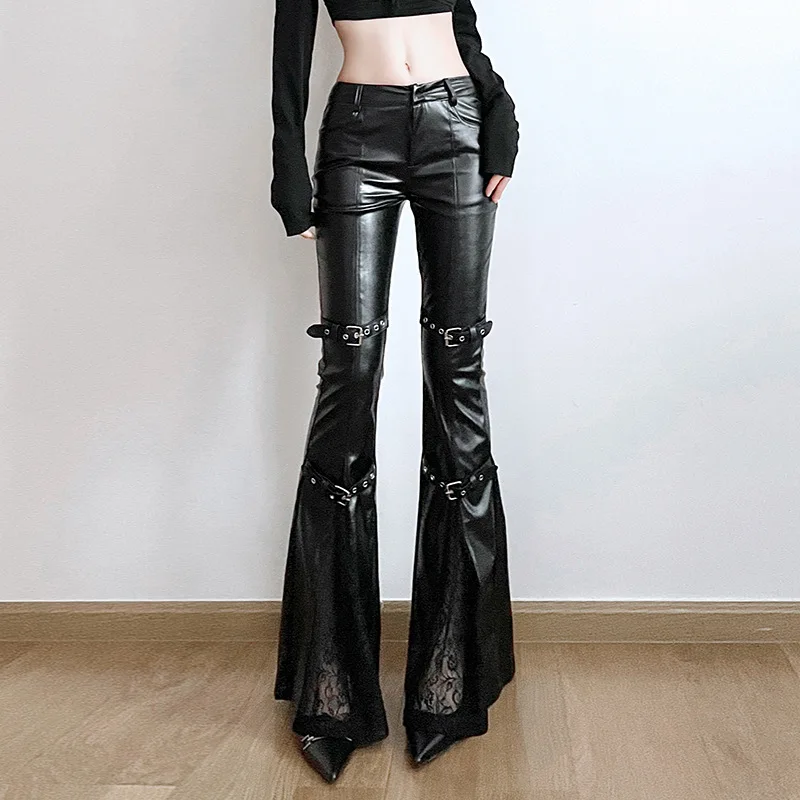 Women's PU Leather Flare Pants - Women'S Y2K Fashion Aesthetic review and price
