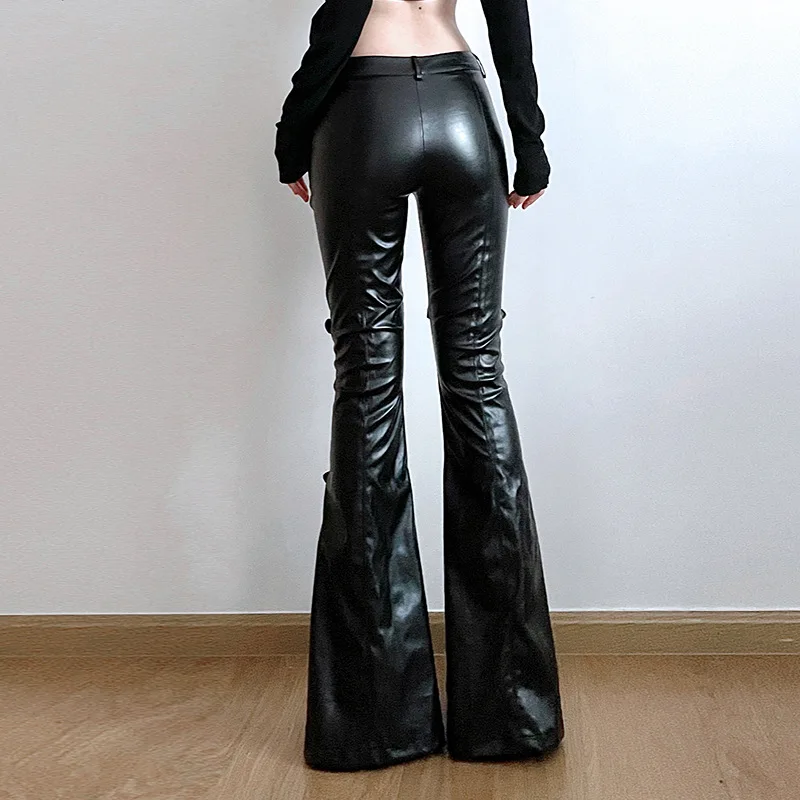 Women's PU Leather Flare Pants - Women'S Y2K Fashion Aesthetic review and price