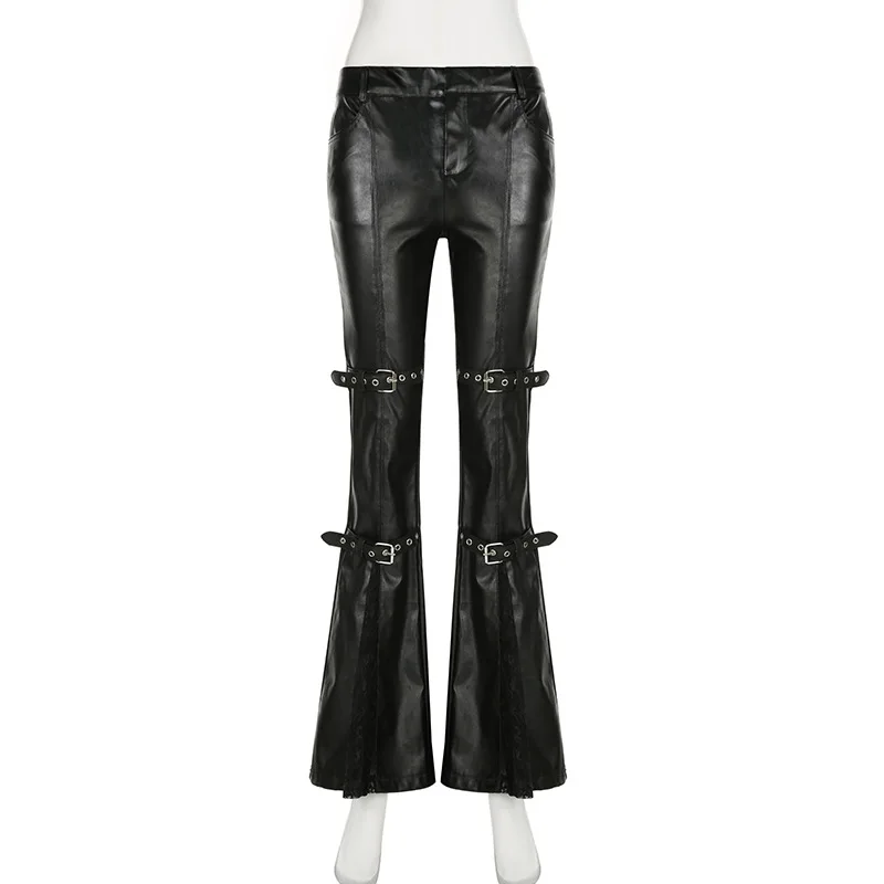 Women's PU Leather Flare Pants - Women'S Y2K Fashion Aesthetic review and price
