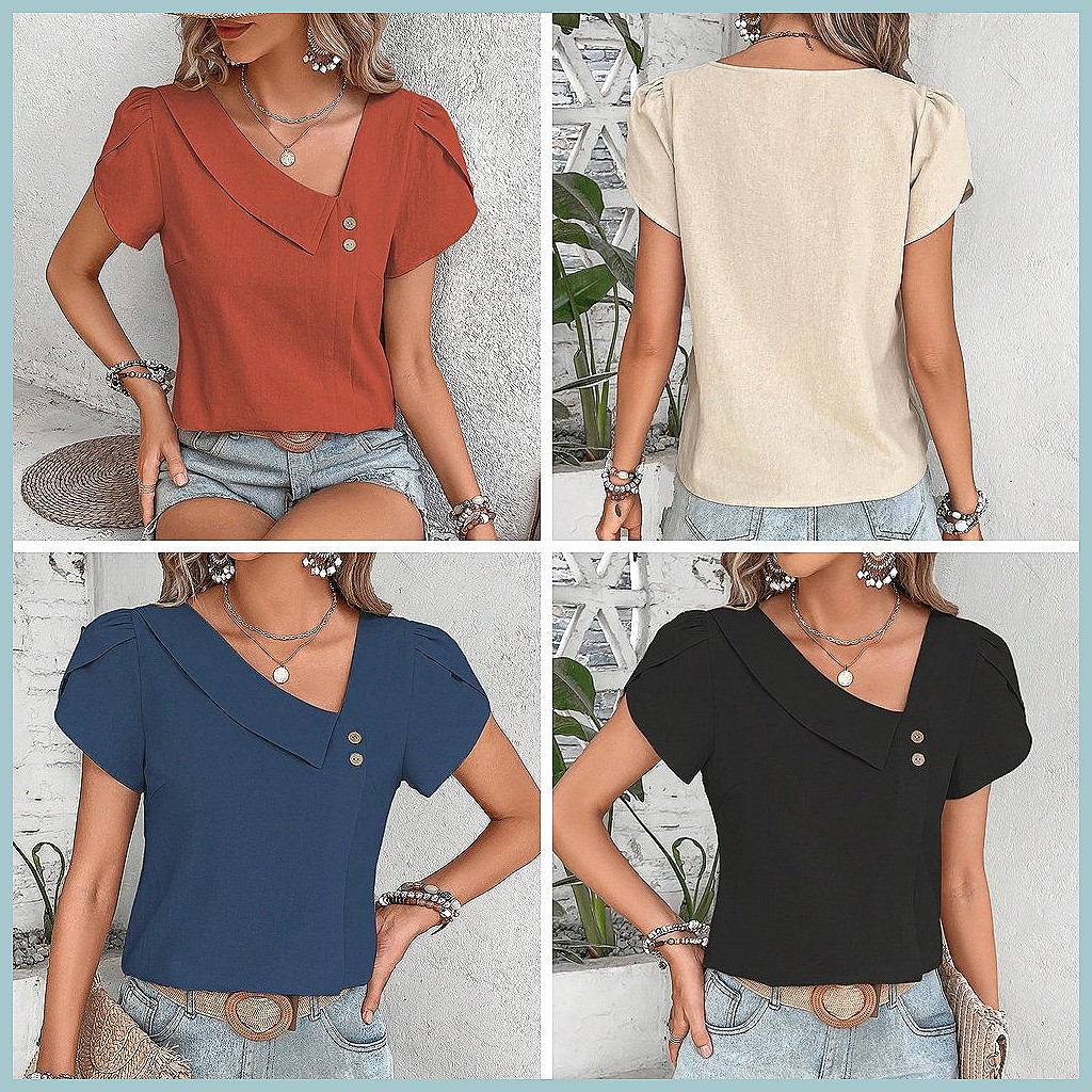 2024 Summer Vintage Solid Colo - Women'S Fashion Tops review and price